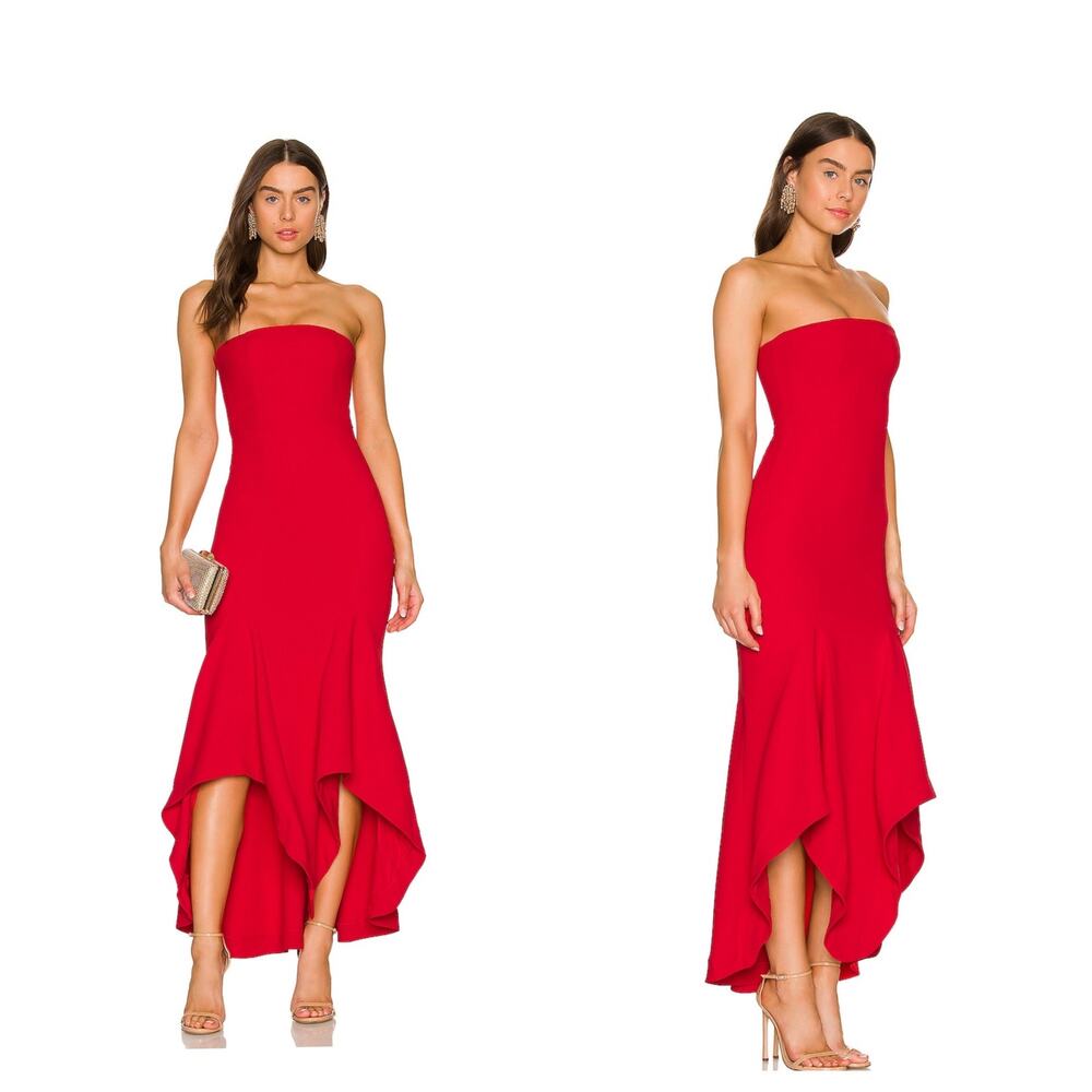 Lovers + Friends Strapless Asymmetrical Red Dress
